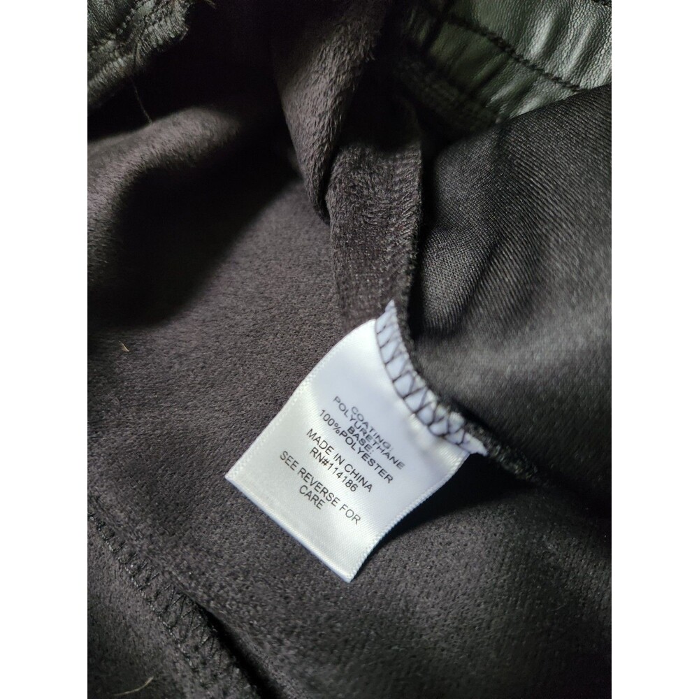 Juicy Couture Faux Leather Jogger Pants Black Fleece Lined Pull On Womens XL EUC - Picture 5 of 10